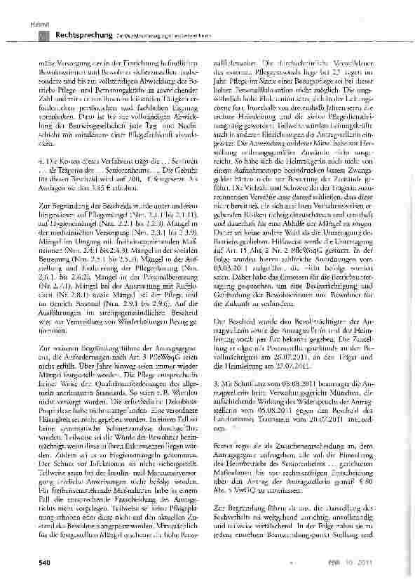 Vorschauseite 3: Zur Betriebsuntersagung eines Seniorenheims PfleWoqG Art. 1 Abs. 1, Art. 2 Abs. 1 Nr. 1, Art. 3, Abs. 2 Nr.8, Art. 7, Art. 13 Abs. 1 und 2, Art. 15 Abs. 1 und 2 Nr. 2 und Abs. 4 S…