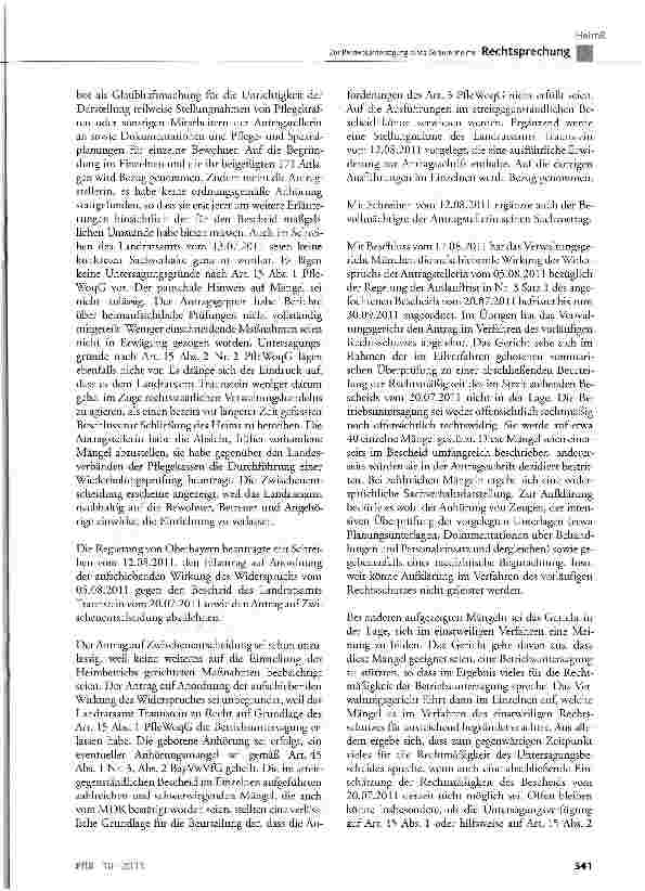 Vorschauseite 4: Zur Betriebsuntersagung eines Seniorenheims PfleWoqG Art. 1 Abs. 1, Art. 2 Abs. 1 Nr. 1, Art. 3, Abs. 2 Nr.8, Art. 7, Art. 13 Abs. 1 und 2, Art. 15 Abs. 1 und 2 Nr. 2 und Abs. 4 S…