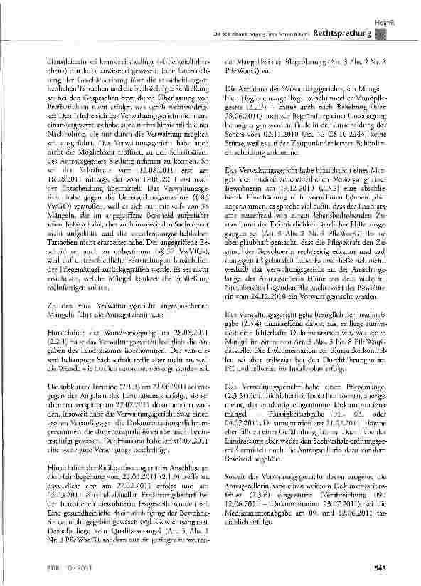 Vorschauseite 6: Zur Betriebsuntersagung eines Seniorenheims PfleWoqG Art. 1 Abs. 1, Art. 2 Abs. 1 Nr. 1, Art. 3, Abs. 2 Nr.8, Art. 7, Art. 13 Abs. 1 und 2, Art. 15 Abs. 1 und 2 Nr. 2 und Abs. 4 S…