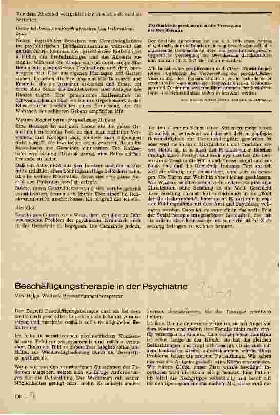 Vorschauseite 1: Beschäftigungstherapie in der Psychiatrie