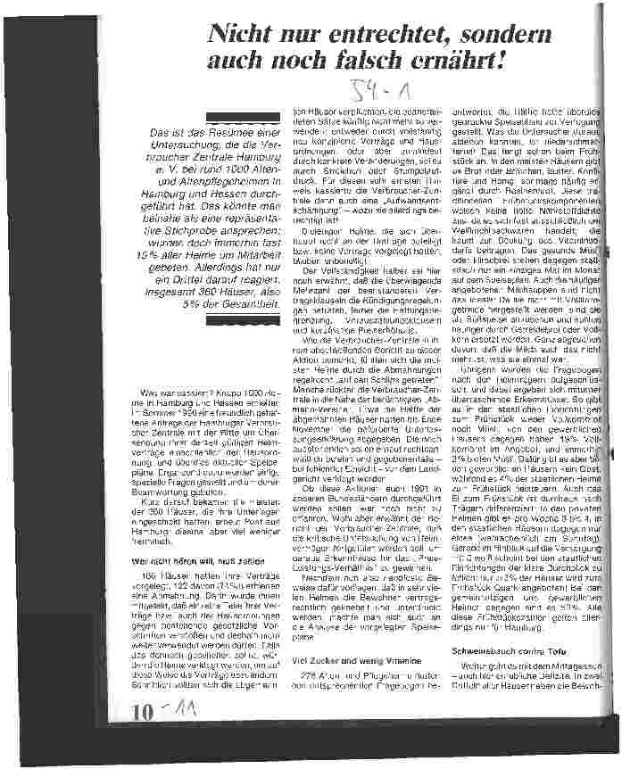 Vorschauseite 1: Nicht nur entrechtet, sondern auch noch falsch ernährt!