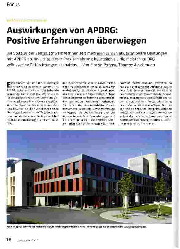 Vorschauseite 1: Auswirkungen von APDRG: Positive Erfahrungen überwiegen