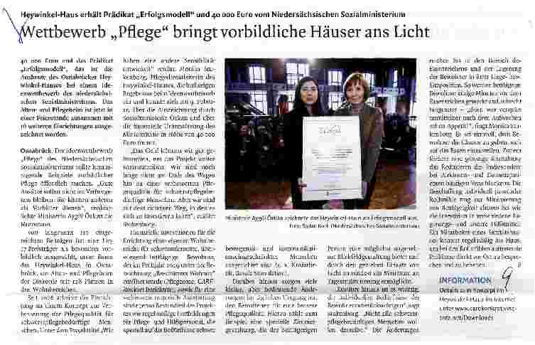 Vorschauseite 1: Wettbewerb „Pflege bringt vorbildliche Häuser ans Licht