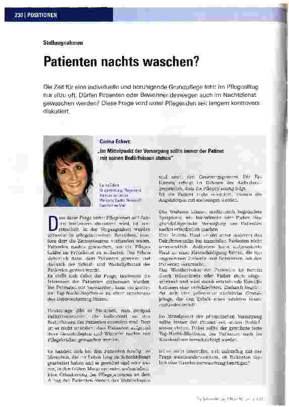 Vorschauseite 1: StellungnahmenPatienten nachts waschen?