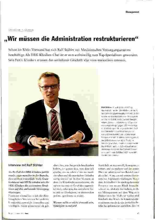 Vorschauseite 1: DRK-KLINIKEN-SKANDAL„Wir müssen die Administration restrukturieren