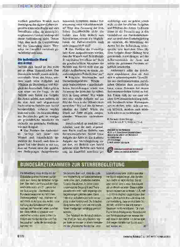 Vorschauseite 4: BEIHILFE ZUM SUIZIDKeine ärztliche Aufgabe