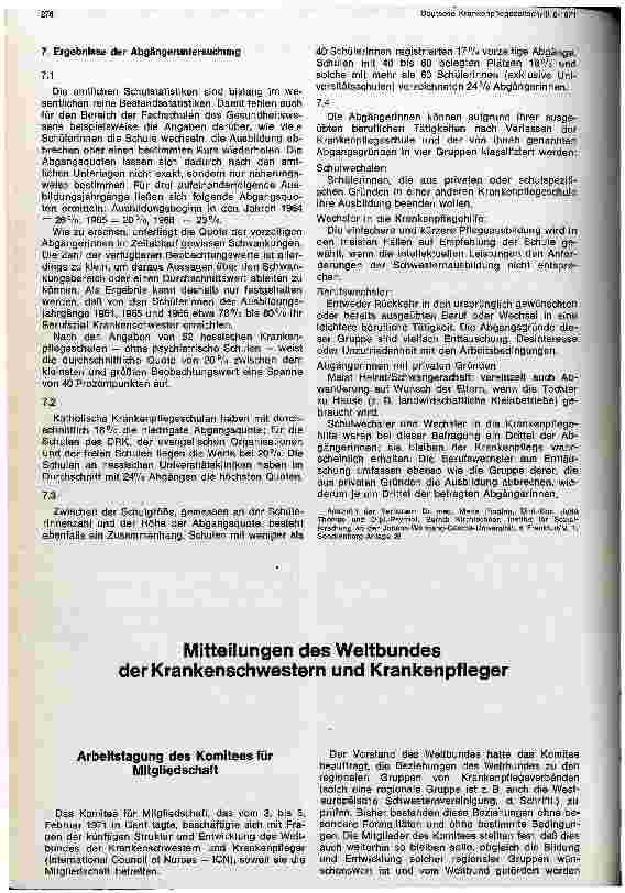 Vorschauseite 6: Zur Ausbildungsituation u. Mobilität an Krankenpflegeschulen