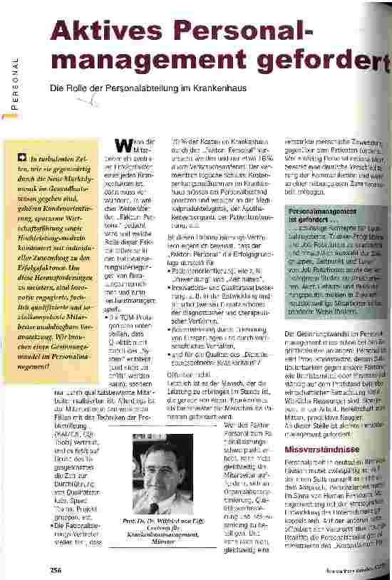 Vorschauseite 1: Aktives Personalmanagement gefordert Die Rolle der Personalabteilung im Krankenhaus