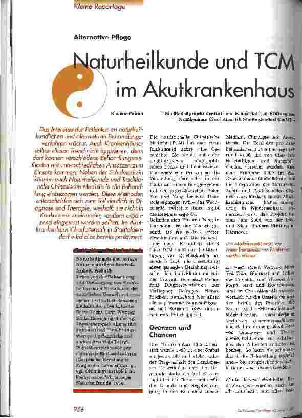 Vorschauseite 1: Naturheilkunde und TCM im Akutkrankenhaus Ein Modellprojekt