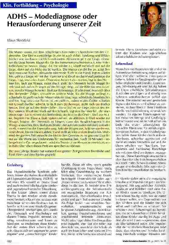Vorschauseite 1: ADHS - Modediagnose oder Herausforderung unserer Zeit