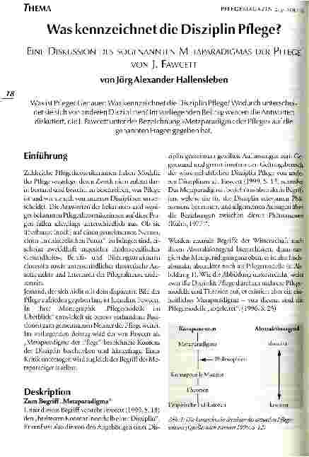 Vorschauseite 1: Was kennzeichnet die Disziplin Pflege? Eine Diskussion des sogenannten Metaparadigmas der Pflege von J. Fawcett