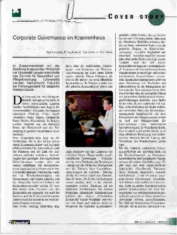 Vorschauseite 1: Corporate Governance im Krankenhaus