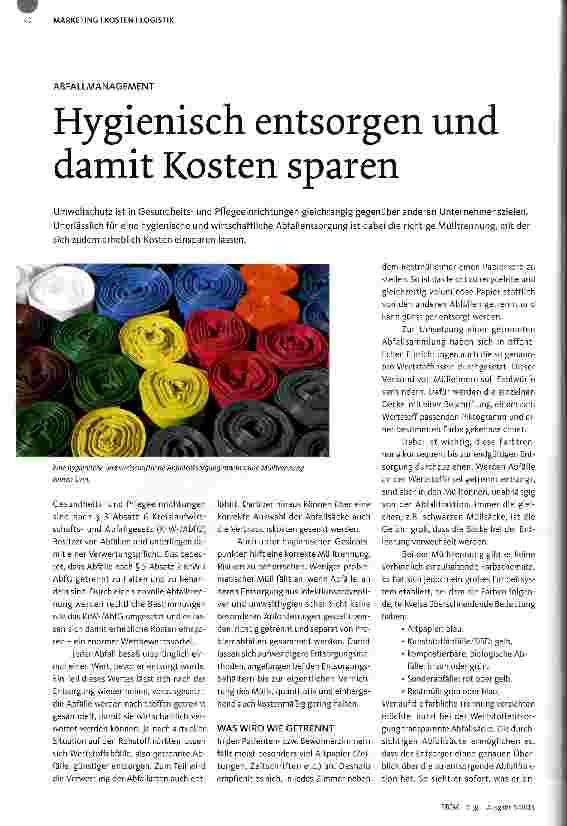 Vorschauseite 1: Hygienisch entsorgen und damit Kosten sparen