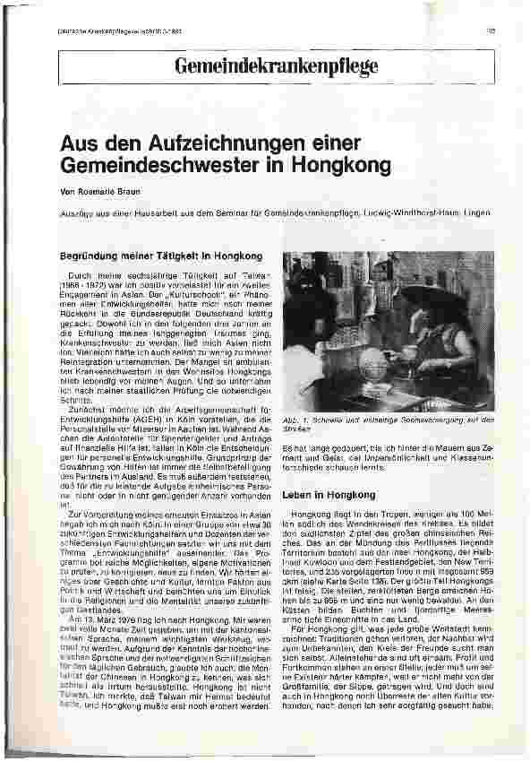 Vorschauseite 1: Aus den Aufzeichnungen einer Gemeindeschwester in Hongkong