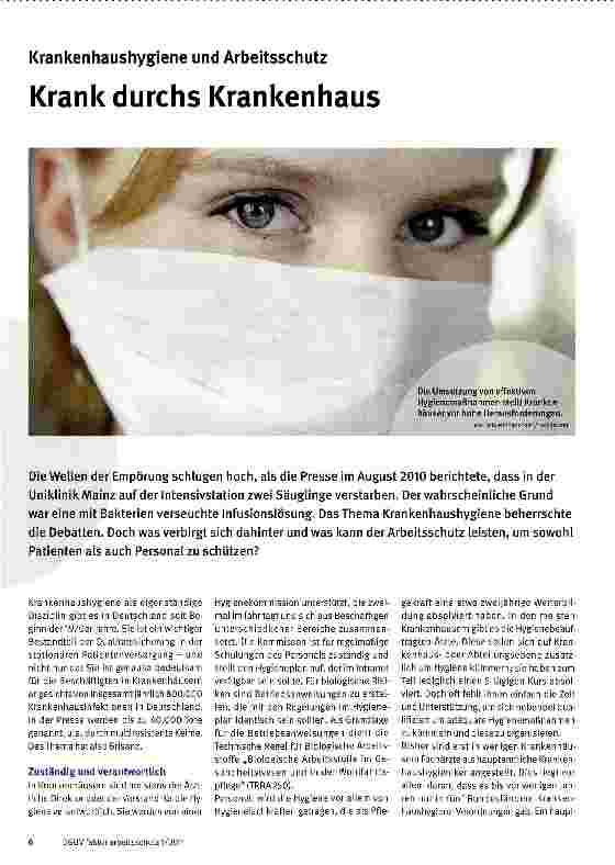 Vorschauseite 1: Krankenhaushygiene und ArbeitsschutzKrank durchs Krankenhaus