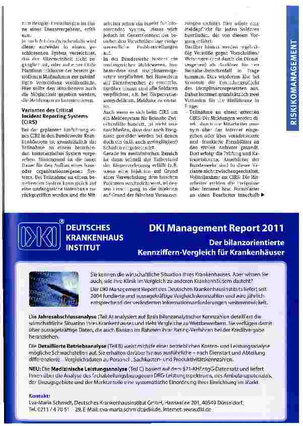 Vorschauseite 3: Risikomanagement in den Bundeswehr-Krankenhäusern