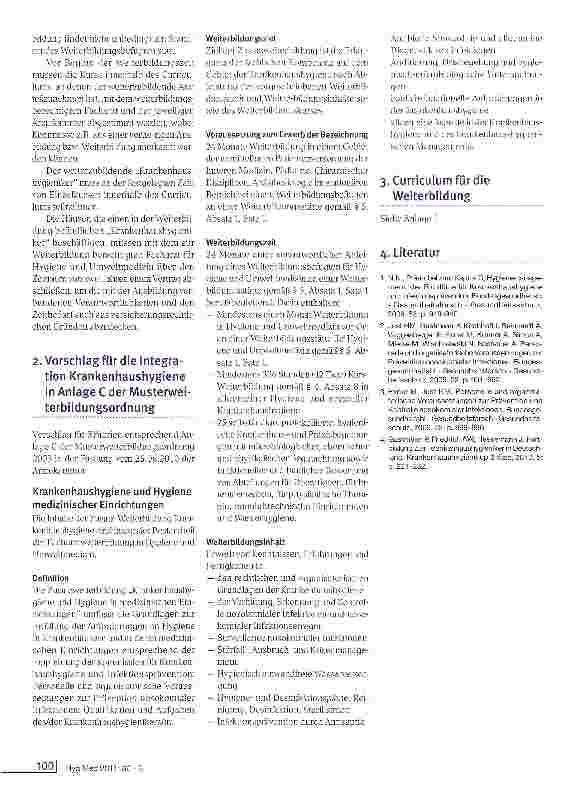 Vorschauseite 3: Zur Qualifizierung von Krankenhaushygienikern