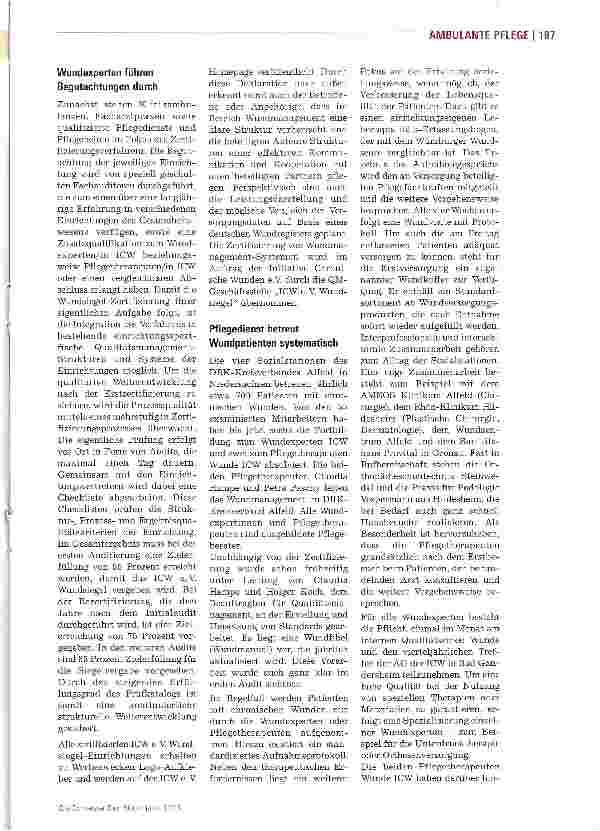 Vorschauseite 2: Erster Pflegedienst mit ICW-Wundsiegel zertifiziert