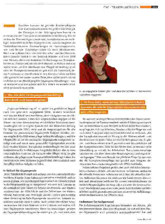 Vorschauseite 2: Arbeitsalltag einer Organspendebeauftragten
