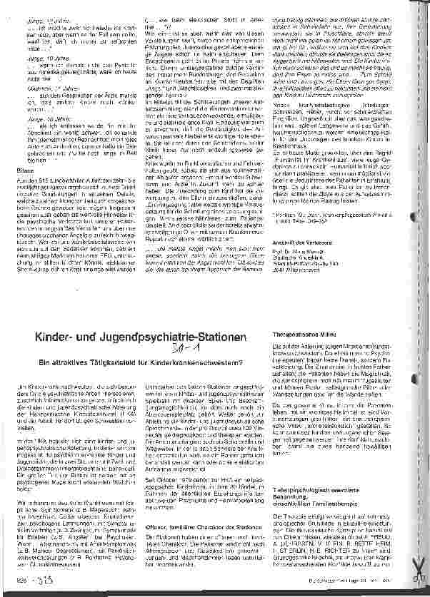 Vorschauseite 1: Kinderund Jugendpsychiatrie-Stationen