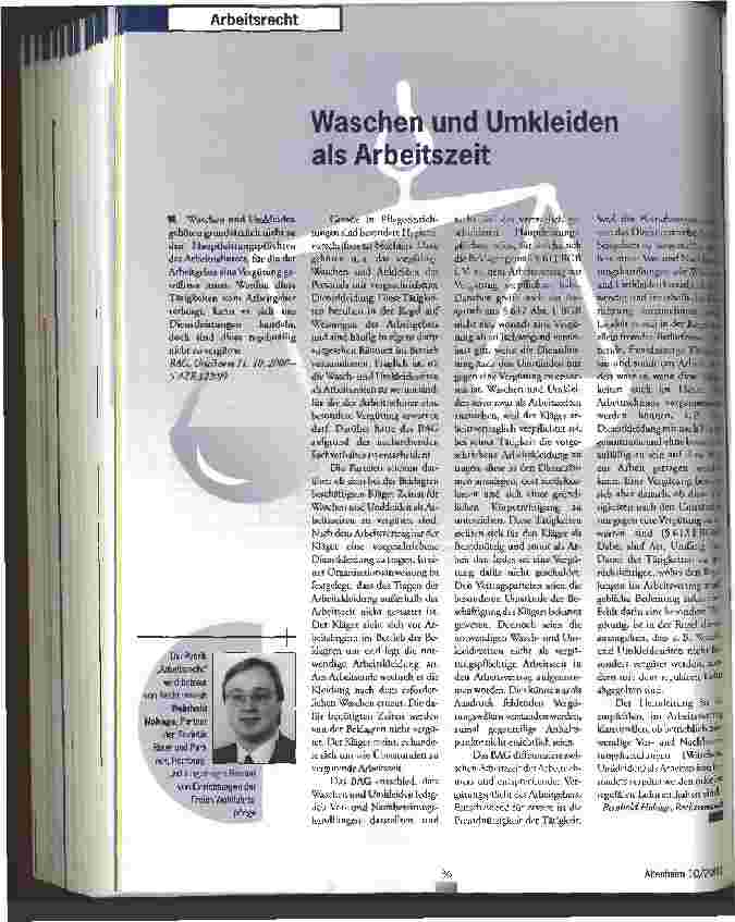 Vorschauseite 1: Waschen und Umkleiden als Arbeitszeit