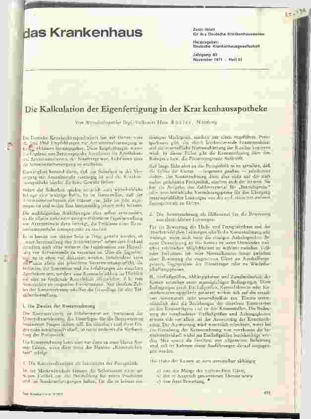 Vorschauseite 1: Die Kalkulation der Eigenfertigung in der Krankenhausapotheke