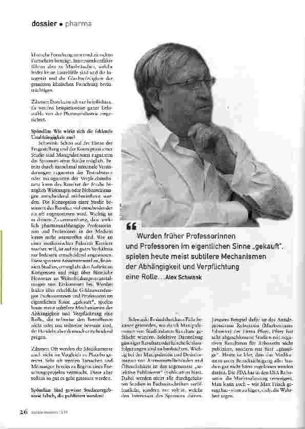 Vorschauseite 3: ... auf das Wohlwollen der Pharmaindustrie angewiesen
