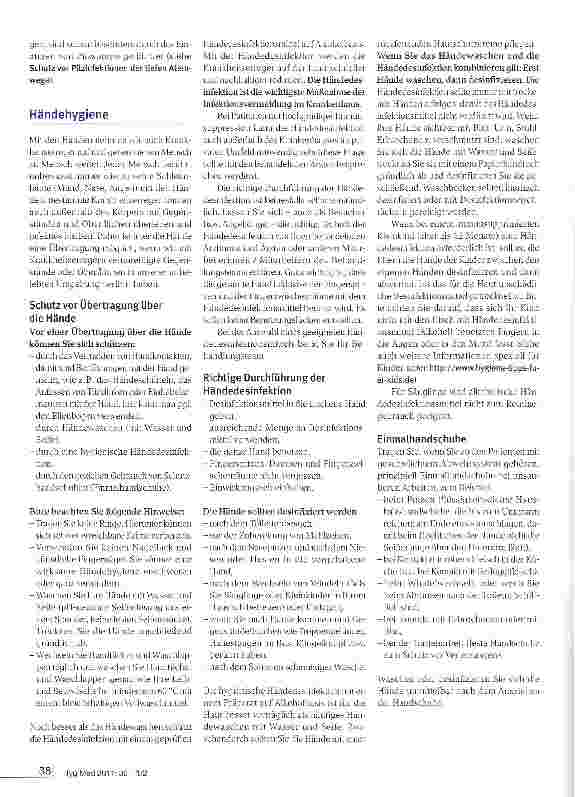 Vorschauseite 3: Hygiene-Tipps für immun-supprimierte Patienten zur Vermeidung übertragbarer Infektionskrankheiten