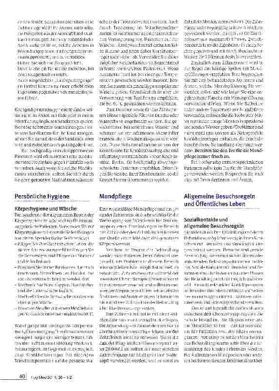 Vorschauseite 5: Hygiene-Tipps für immun-supprimierte Patienten zur Vermeidung übertragbarer Infektionskrankheiten