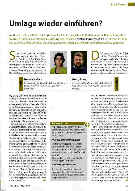 Vorschauseite 1: Umlage wieder einführen?