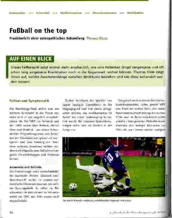Vorschauseite 1: Fußball on the topPraxisbericht einer osteopathischen Behandlung