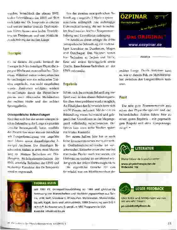 Vorschauseite 2: Fußball on the topPraxisbericht einer osteopathischen Behandlung