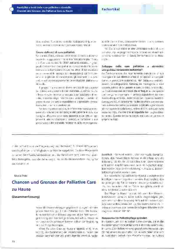Vorschauseite 1: Chancen und Grenzen der Palliative Care zu Hause
