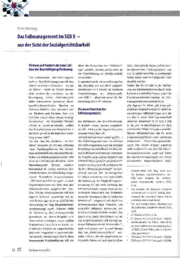 Vorschauseite 1: Das Fallmanagement im SGBII -aus der Sicht der Sozialgerichtsbarkeit