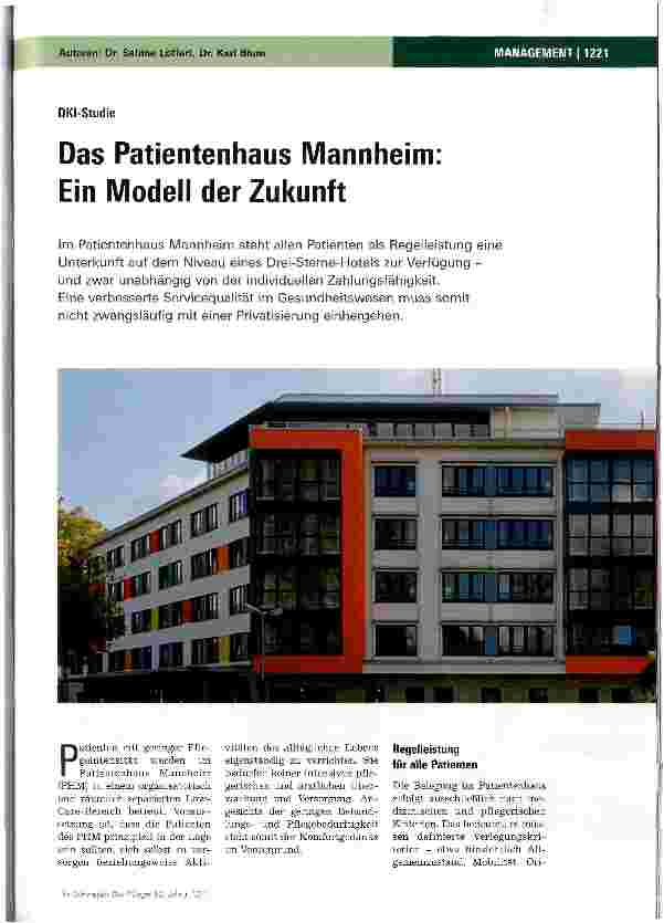 Vorschauseite 1: Das Patientenhaus Mannheim Ein Modell der Zukunft