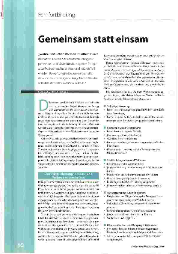 Vorschauseite 1: Gemeinsam statt einsam