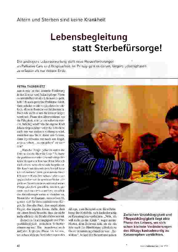 Vorschauseite 1: Lebensbegleitung statt Sterbefürsorge!