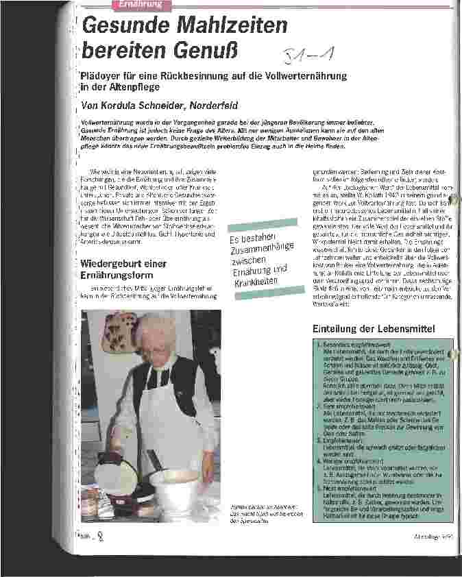 Vorschauseite 1: Gesunde Mahlzeiten bereiten Genuß Plädoyer für eine Rückbesinnung auf die Vollwerternährung ...