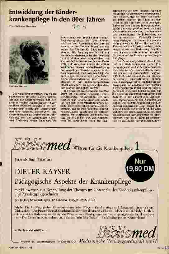 Vorschauseite 1: Entwicklung der Kinderkrankenpflege in den 80er Jahren
