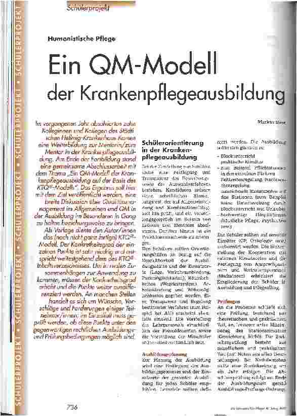 Vorschauseite 1: Ein QM-Modell der Krankenpflegeausbildung