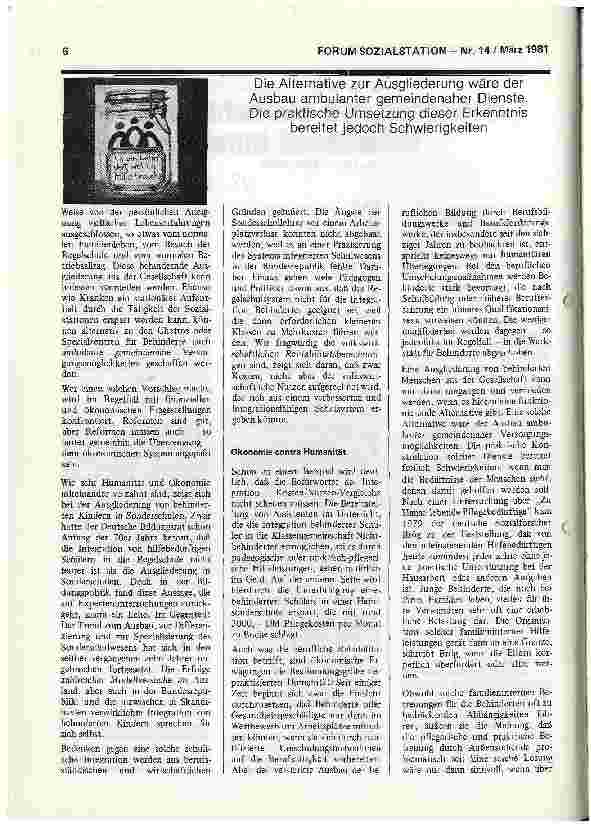 Vorschauseite 2: Stichwort Integration Ich bin behindert, weil ich Hilfe brauche