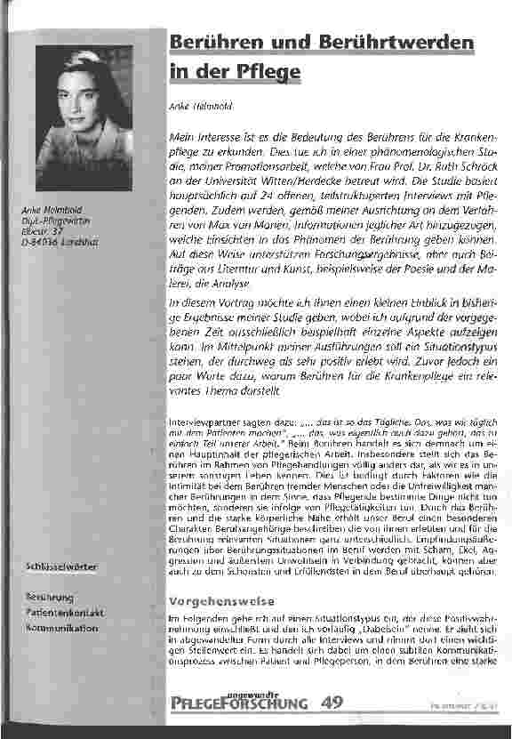 Vorschauseite 1: Berühren und Berührtwerden in der Pflege