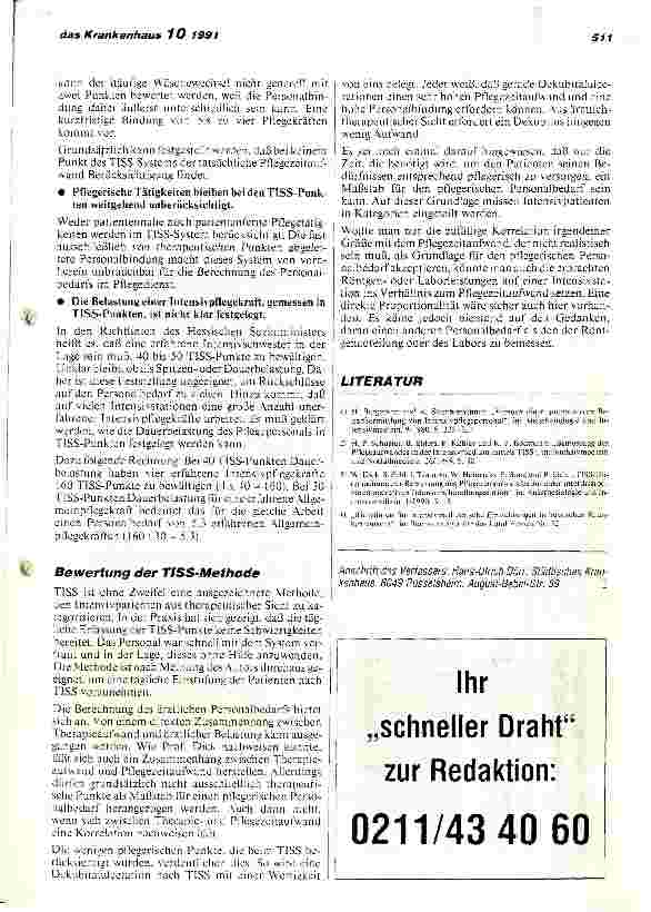 Vorschauseite 5: Erfahrungen mit TISS zur Berechnung des Personalbedarfs auf Intensivstationen