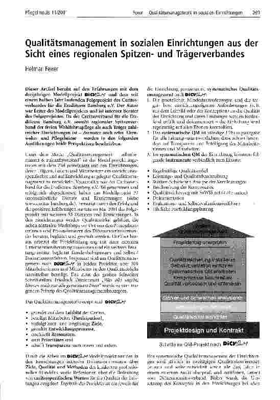Vorschauseite 1: Qualitätsmanagement in sozialen Einrichtungen aus der Sicht eines regionalen Spitzenund Trägerverbandes