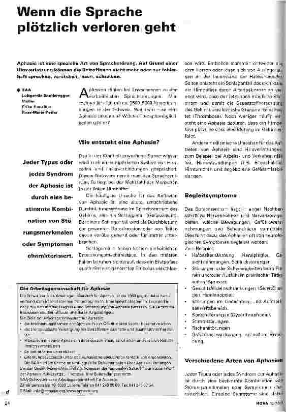 Vorschauseite 1: Wenn die Sprache plötzlich verloren geht