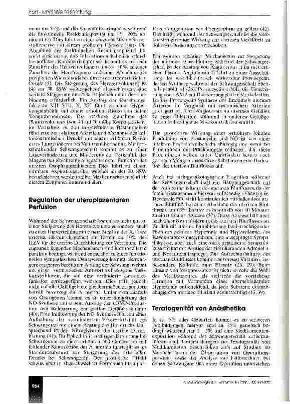 Vorschauseite 1: Anästhesie während der Schwangerschaft (CME 9/01)