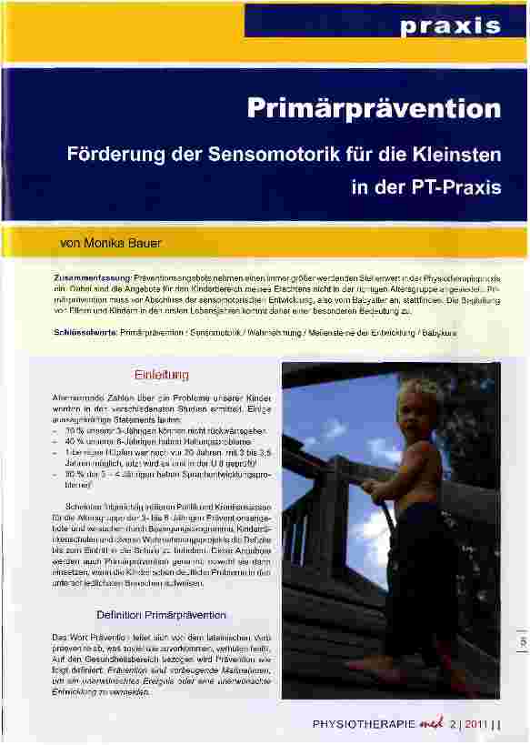 Vorschauseite 1: Primärprävention Förderung der Sensomotorik für die Kleinsten in der PT-Praxis