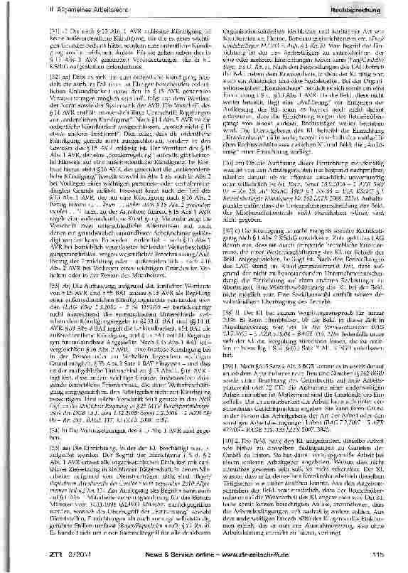 Vorschauseite 3: Ordentliche betriebsbedingte Kündigung -Auslegung §15 Abs. 1 AVR - Ausschluss der Zurückweisung mangels Vorlage einer rechtsgeschäftlichen Vollmacht - Anrechnung böswillig unterla…