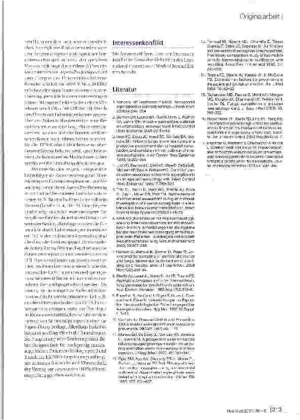 Vorschauseite 4: Einfluss dezentraler HEPA-Filtrationsgeräte auf die Schimmelpilz-Exposition in einer Transplantations-Nachsorgeeinheit während des Abbruchs eines benachbarten Bettenhauses