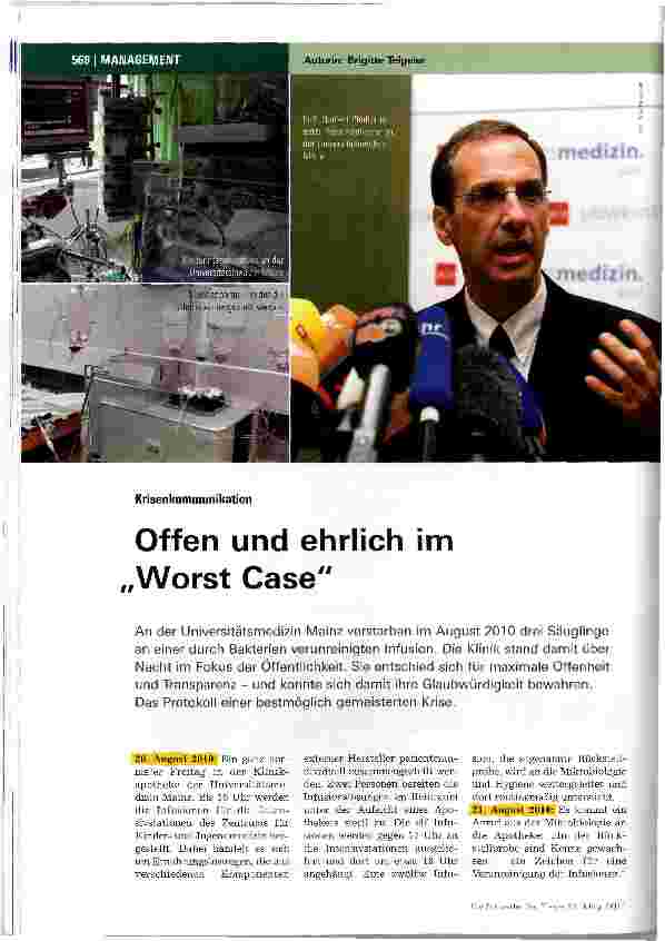 Vorschauseite 1: Offen und ehrlich im Worst Case